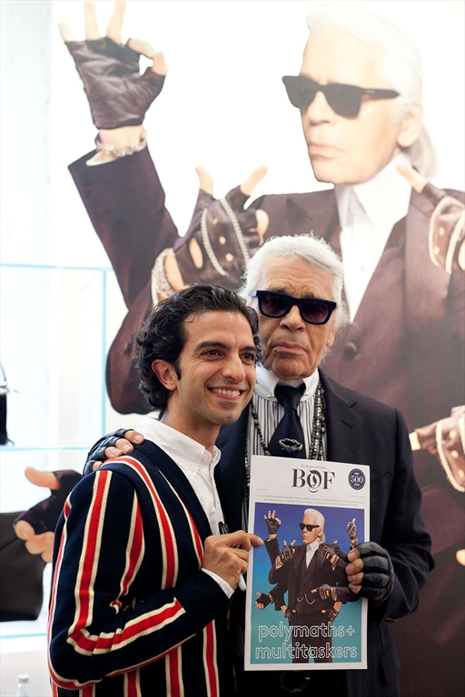 Imran Amed with Karl Lagerfeld