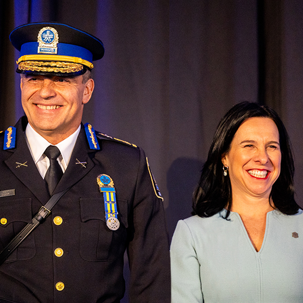 Montreal police chief Fady Dagher with Montreal mayor Valérie Plante (Photo: Dominick Gravel/La Presse)