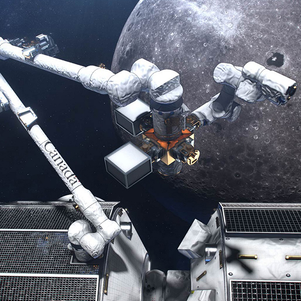 Canadarm3, a highly autonomous robotic system, will be an essential part of the Lunar Gateway space station that will orbit the Moon (Image: Canadian Space Agency)