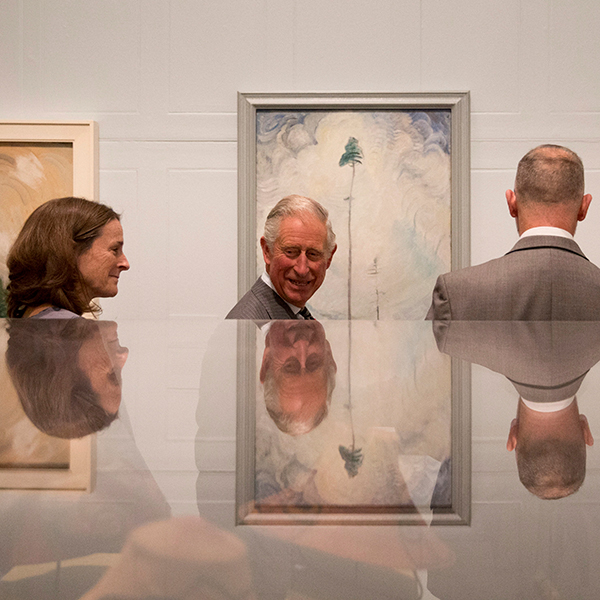 Sarah Milroy walking with Prince Charles